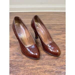 VTG - ANDREW GELLER/ROBINSON'S CA Genuine Alligator Belly Heels, Brown, Sz 7B